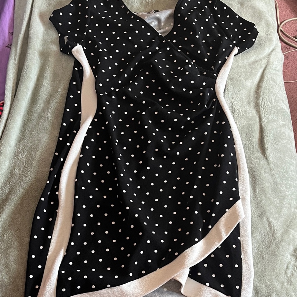 Almost Famous Black and White Asymmetrical Dress